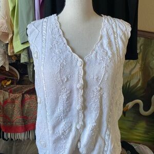 90s White Button Down Sweater Vest